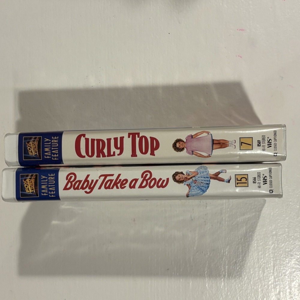 VHS Shirley Temple Lot Of 2 -Curly Top/Baby Take A Bow-Clamshell Case Tested - Picture 9 of 10